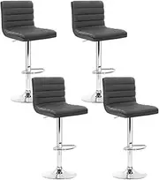 [Artiss] 4X Bar Stools Kitchen Counter Stools Swivel Leather Chairs Gas Lift Grey