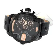 New Diesel Men's Watch Little Daddy DZ7291 Black Leather Band/NO BOX .