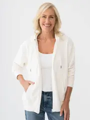 Womens Zip Hoodie With Kangaroo Pockets White