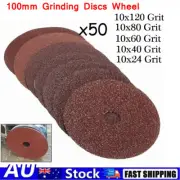50X 100mm Fibre Sanding Grinding Discs Wheel 24-120 mixed Grit For Angle Grinder