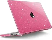 Tuiklol for MacBook Pro 14 inch Case 2024-2021 Release A3112 A3401 A3185 M4/Pro/Max A2992 A2918 M3 A2779 M2 A2442 M1 Pro/Max Chip,Hard Shell Case+Screen Protector with Touch ID,Sparkly Rose Pink