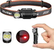 Wurkkos HD12 Mini Angle Light Flashlight with Red Beam,USB C Rechargeable Headlamp with Simple UI/Adjustable Headband,Magnetic Flashlight IP68 Waterproof Flashlight for Home,Repair,Camping,Hiking