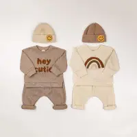 在飛比找蝦皮商城精選優惠-寶寶衣服 嬰兒衣服 寶寶套裝 韓版嬰兒華夫格套裝秋冬 寶寶字