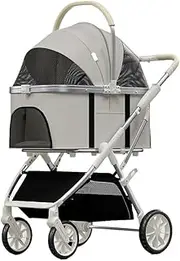 Dog Stroller Pet Stroller Cat Stroller Folding Dog Stroller with Storage Basket Travel Pet Cat Stroller with Wheels Puppy Stroller for Medium Small Dog Strollers (Size : B)