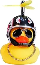 wonuu Rubber Duck Toy Car Ornaments Yellow Duck Car Dashboard Decorations Cool Glasses Duck with Propeller Helmet