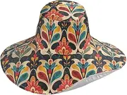 [Yoogain] Flower Bohemian Colorful Retro Foldable Floppy Beach Hats for Women for Garden Decorative Hats Wide Brim for Women uv Protection Beach Accessories Gorro de Playa para Mujer, Flower Bohemian Colorful