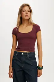 [Cotton On Women] Cotton On Women - Hold Me Short Sleeve - Sour cherry S SOUR CHERRY