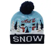 Christmas Style Knitted Hat with Pompon Decor for Kids Adults Gifts Elastic Hats Snowman_Average size