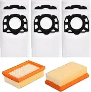 Dust Bag Filter Accessories Kit for Karcher WD4 WD5 WD6 WD5P WD6P Premium MV4 MV5 MV6 Wet & Dry Vacuum Cleaner Replacement Parts (6 Dust Bags + 2 HEPA Filters)