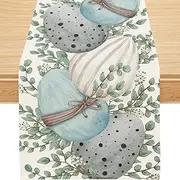 Siilues Easter Table Runner, Easter Eggs Decorations Happy Easter Runner for Table Seasonal Spring Holiday Decor for Indoor Outdoor Dining Table Decorations (13'' x 72'')