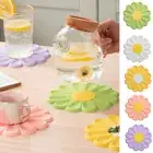 1/4PCS Daisy Shape Silicone Coaster Heat Resistant Anti-scalding Mats Placemats