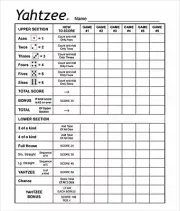4 Double Sided Laminated Yardzee Yahtzee, Farkle Score cards Yard dice dry erase