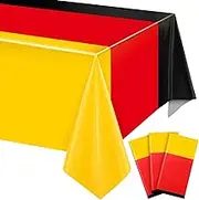3 Pieces German Table Cover, Disposable Plastic Tablecloth for German Parties Waterproof 54 x 108 Inch German Flag Table Cloth Black Red Yellow Kitchen Table Cloth for Holiday Camping Picnic