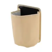 Car Trash Can Hanging Front Seats Faux Leather Trash Bin Beige 1 Pcs