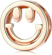 [Generic] Rose Gold Smiley Face Clip Charm Genuine 925 Sterling Silver Compatible With Reflexions Bracelet Reflections