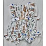 Infant baby Girls Easter Bunny Ruffle Romper 3-6 months Peter rabbit NWOT poplin
