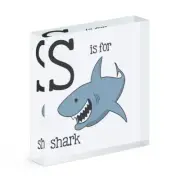Letter S Is For Shark Acrylic Photo Block Frame Funny Alphabet Animal