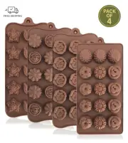 4 moldes silicona chocolate grado alimenticio antiadherente seguros para horne..