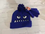 Boys Blue Kidgets Youth Boy Monster Hat & Mittens OSFM