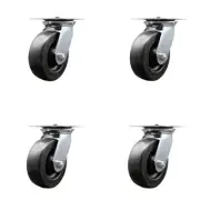 6 Inch Polyolefin Caster Set with Roller Bearings and Swivel Locks SCC