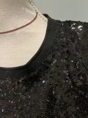 Decjuba black sequin shoulder pad top BNWT Small