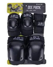 [187 Killer Pads] 187 Killer Pads Pads Skate Gear Protective 6 Pack in Black Size XS