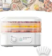 Mini Electric Food Dehydrator, 5 Tray/3 Tray Fruit Dryer Dehydrator Food Dryer with Removable Trays, 35-75℃ Temperature Control, 48H Timing, 360° Circulating Hot Air, for Meat Vegetables White 3-Tray