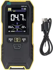 Wood Humidity Meter, Pinless Moisture Detector 2.4 Inch Color Screen for Wall Concrete Lumber Building, Non Destructive Water Content Tester, Data Storage, Reminder Function
