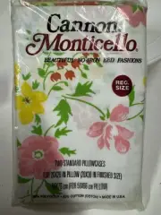 Vintage Cannon Monticello Floral Cottage Pillowcase Set 2 Standard 1970s NEW