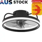 13 Inch Ceiling Fan Dimmable Modern Ceiling Fan with Light Remote Control(Black)
