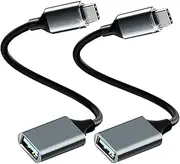 Adapter USB C to USB 3.0 [Pack of 2] OTG USB Type C to USB Adapter Cable, USB C Male to USB A Female, Compatible with iPhone 16/15 Pro Max, iPad Pro, MacBook Pro/Air, Samsung Galaxy, Huawei