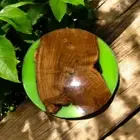 Clear Green Epoxy Resin Coffee Table Natural Wooden Live Edge Console Bar Desk