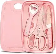 5 in 1 Camping Cutting Board for Kitchen Dishwasher, Plastic Cutting Board Non-Slip, paring Knife with Kitchen Scissors Bottle Opener Peeler Serving Tray