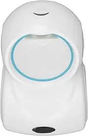 1D 2D Desktop Barcode Scanner, Omnidirectional USB Wired Barcode Reader, QR Bar Code Label Reader Scanner Support Screen Scanning, for Supermarkets, Pos System (White)