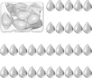 uxcell Fishing Lure Blades, 40 Pack 0.9" x 0.7" Fishing Spinner Baits Willowleaf Lure Spinner Lure Making Part with Plastic Storage Box for Bait Fishing Accessories, Silver Tone