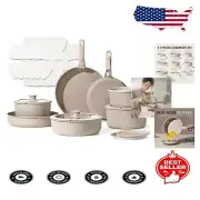 21 pcs Granite Nonstick Cookware Set with Removable Handles for Easy Storage