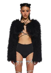 [Club Exx] Midnight Hype Faux Fur Shrug