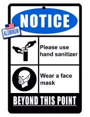 FACE MASK SANITIZE SIGN DURABLE Aluminum HIGH GLOSS BRIGHT COLOR NO RUST #009