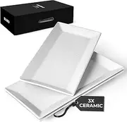 MIAMIO - Ceramic Serving Platter Set of 3 Large Serving Tray/Rectangle Serving Platters for Thanksgiving, Turkey, and Christmas - Microwave, Dishwasher, and Oven Safe Platter (30 x 15 cm)