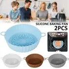 2Pcs Air Fryer Silicone Pot with Handle Reusable Air Fryer Liner Heat Zhkja