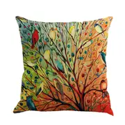 Cotton Linen Seat Back Cushion Cover Pillowcase Cushion Case Branch Birds Home Decor Gift 01 COLOR