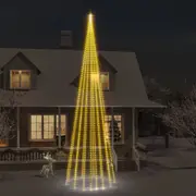 Christmas Tree on Flagpole Warm White Multi Sizes Straight/Zigzag LED vidaXL