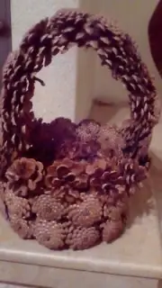 handmade table basket made of pine nuts