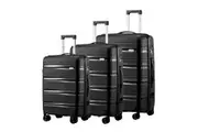 Mazam 3PCS Luggage Suitcase Trolley Set Travel PP Case TSA Lock Storage Black