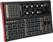Cechoayuu Audio Mixer, Sound Card, 7 Color Lights, Improved Sound Quality, Karaoke, Live Broadcasting, Music Recording, Compatible with Smartphones, Computers, Laptops (Black)