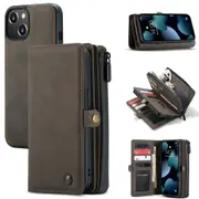 For iPhone 13 Case, Wallet PU Leather Detachable Flip Cover, Brown