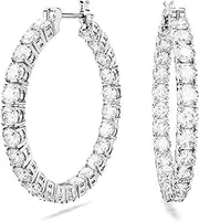Swarovski Matrix hoop earrings, One Size, Rhodium, Crystals