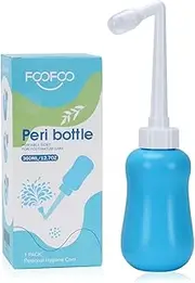 FOOFOO Peri Bottle for Postpartum Care, 12.7oz Blue Plastic Travel Bidet Bottle