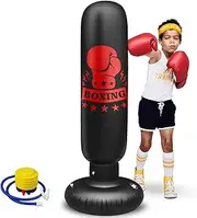 Inflatable Boxing Punching Bag for Kids with Stand,Free Standing Boxing Bag,Punching Boxing Bag with Gloves 63inch