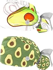 [WOSHJIUK] Working Hat 2 Pack Scrub Caps for Women,Avocado,Tie Back Cap Adjustable Scrub Hat